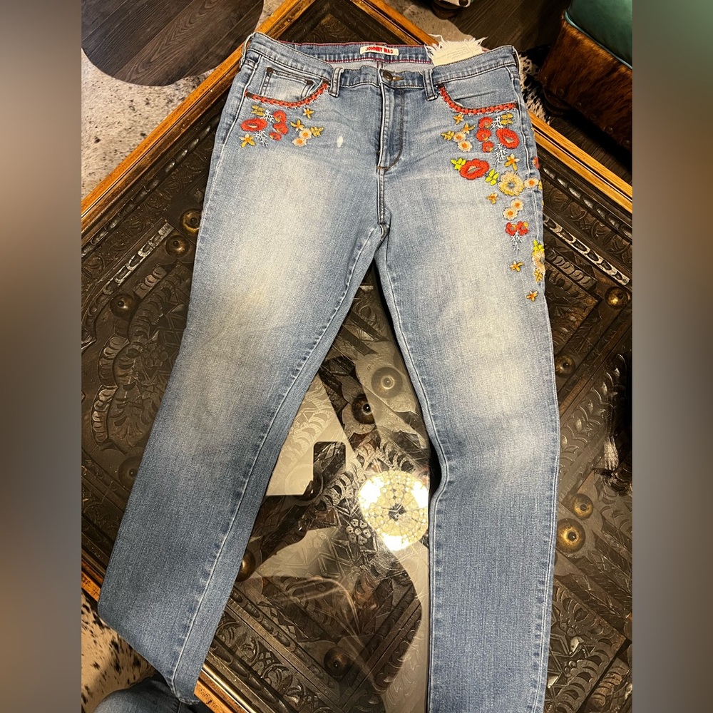 Johnny Was denim embroidered jeans